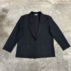 Vintage 90s Donnkenny Black Minimalist Blazer One Button Oversized